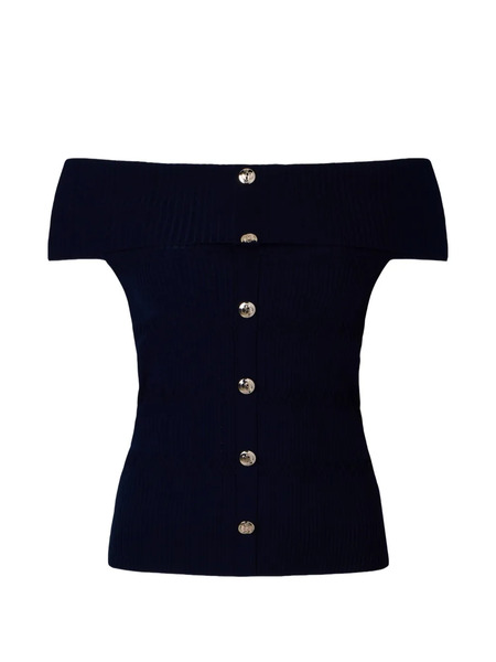  Liu Jo Bardot-neck Buttoned Top - Blue 