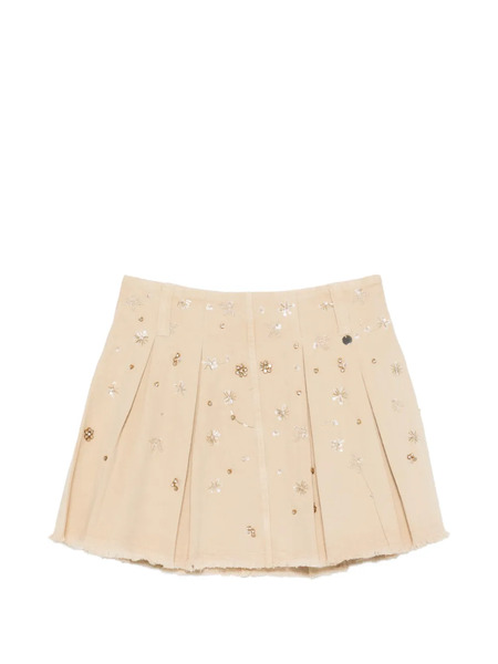  Liu Jo Beaded Pleated Mini Skirt - Neutrals 