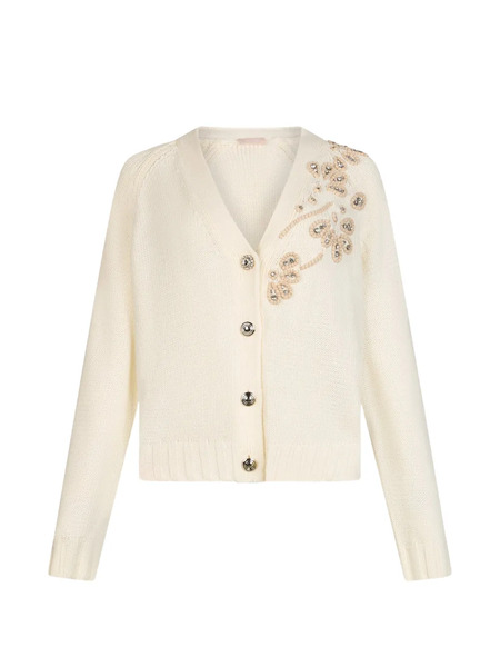  Liu Jo Bejewelled V-neck Cardigan - Neutrals 