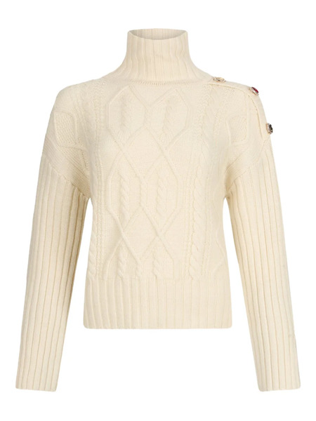  Liu Jo Cable-knit Jewel-button Sweater - Neutrals 