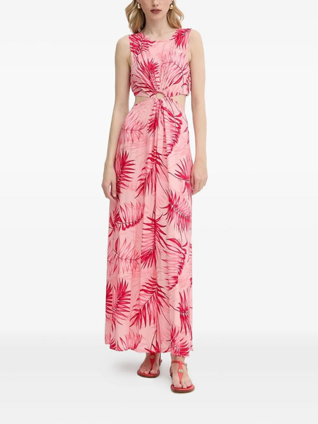  Liu Jo Cut-out Leaf-print Maxi Dress - Pink 