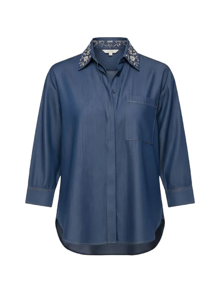  Liu Jo Detachable Collar Denim Shirt - Blue 
