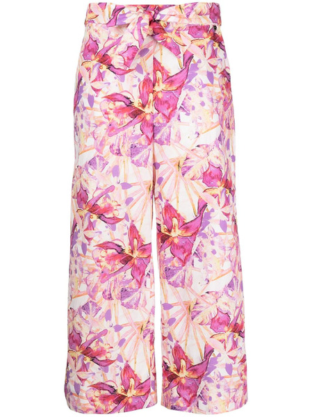  Liu Jo Floral-print Cropped Trousers - Purple 