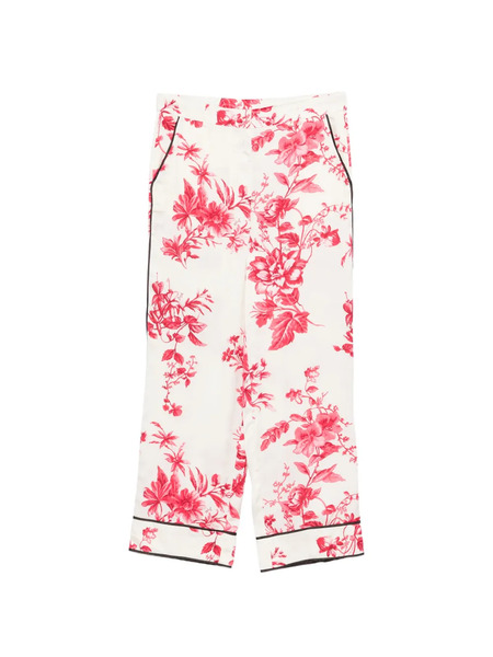  Liu Jo Floral Print Trim Trousers - White 