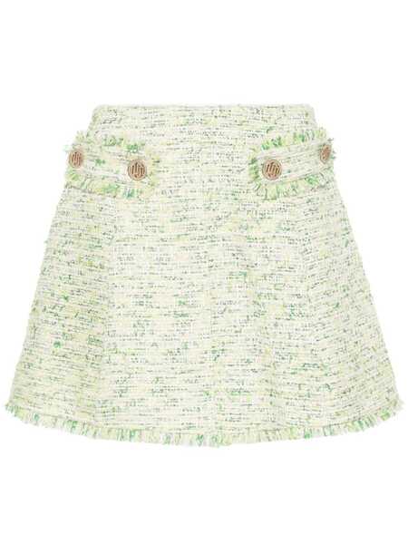  Liu Jo Frayed-detail Bouclé Miniskirt - Green 