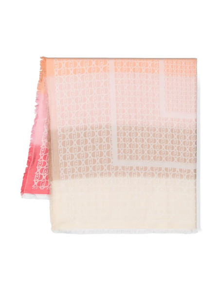  Liu Jo Frayed-edge Monogram-jacquard Scarf - Pink 