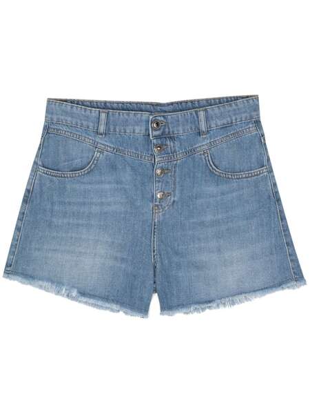  Liu Jo Fringe-detail Denim Shorts - Blue 