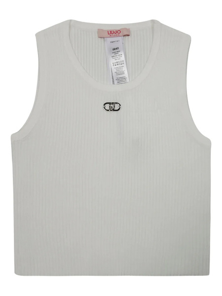  Liu Jo Kids Logo-plaque Ribbed Top - White 