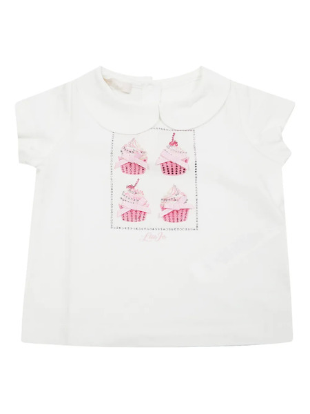  Liu Jo Kids Peter Pan Collar Embellished T-shirt - White 