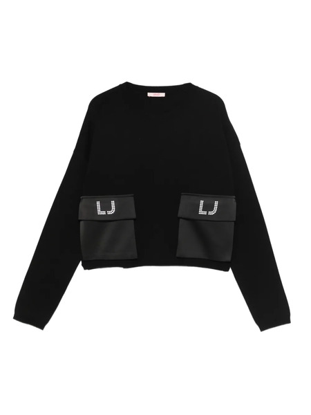  Liu Jo Kids Rhinestone-embellished-pocket Sweatshirt - Black 