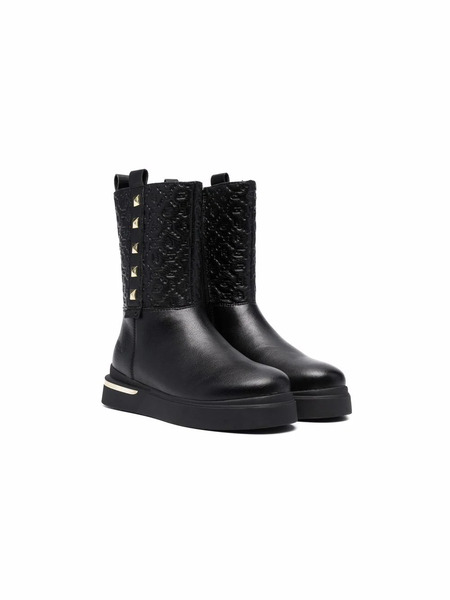  Liu Jo Kids Studded Logo Embossed Boots - Black 