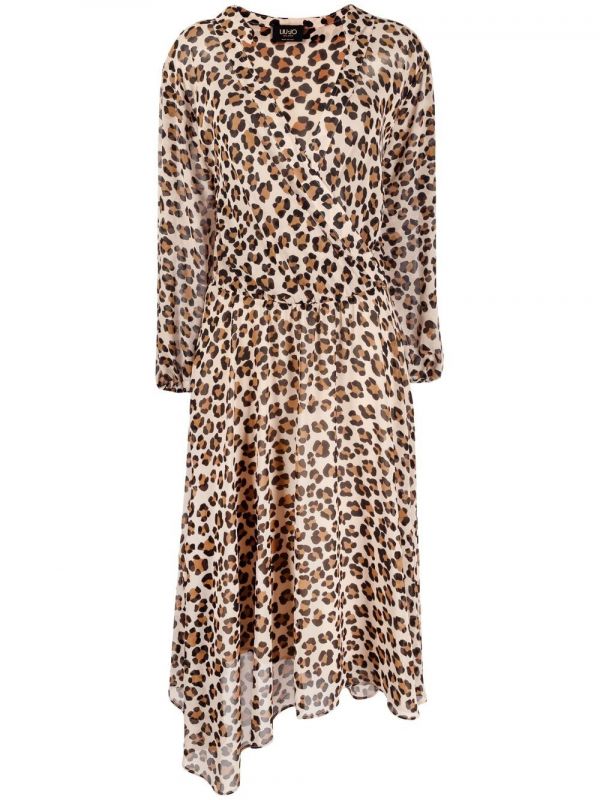  Liu Jo Leopard Print Asymmetric Dress - Neutrals 
