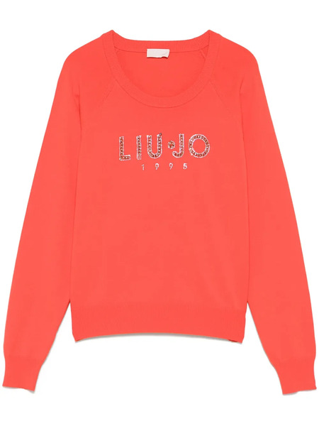  Liu Jo Logo-rhinestone Sweater - Orange 