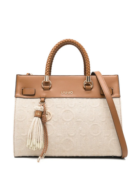  Liu Jo Manhattan Braided-handle Jacquard Tote Bag - Neutrals 