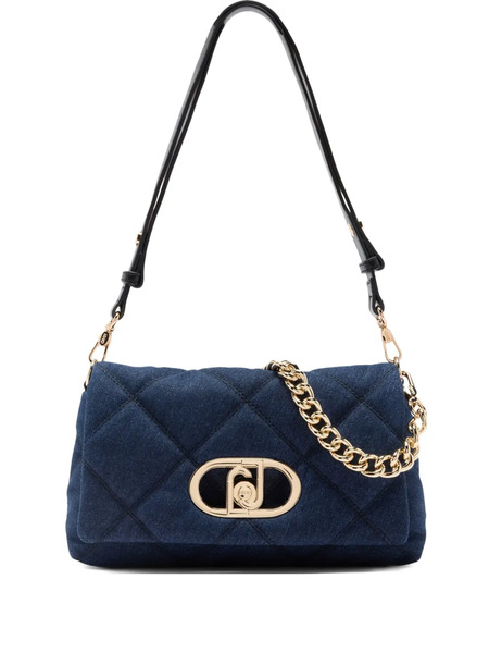  Liu Jo Medium Lapuffy Quilted Denim Chain Shoulder Bag - Blue 