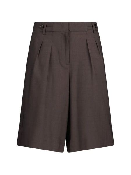  Liu Jo Mélange Pleated Denim Shorts - Brown 