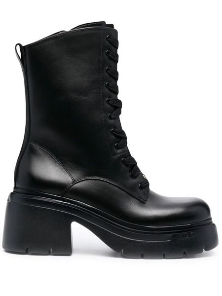  Liu Jo 75mm Carrie Lace-up Boots - Black 