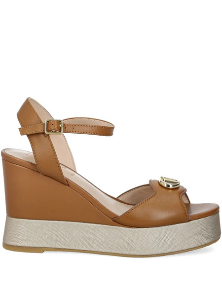  Liu Jo 100mm Wedge Platform Sandals - Brown 