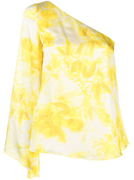  Liu Jo One-sleeve Floral-print Blouse - Yellow 