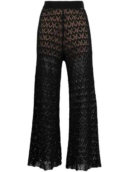  Liu Jo Open-knit Flared Cropped Trousers - Black 