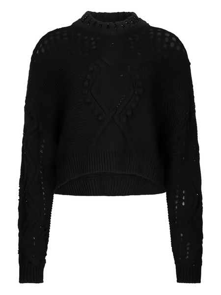 Liu Jo Openwork Embossed Wool Jumper - Black 
