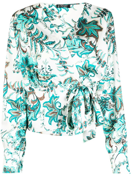  Liu Jo Paisley-print Wrap Blouse - Green 