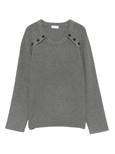  Liu Jo Ribbed Button-detailed Sweat - Grey 