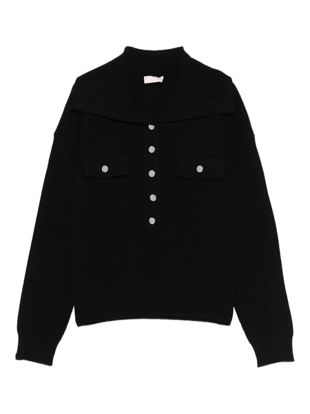  Liu Jo Ribbed Collar Button Sweater - Black 