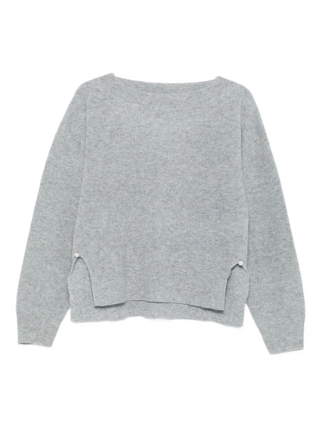  Liu Jo Ribbed Pearl-embellished Sweater - Grey 