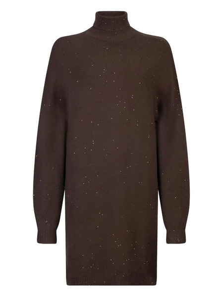  Liu Jo Roll-neck Embellished Dress - Brown 