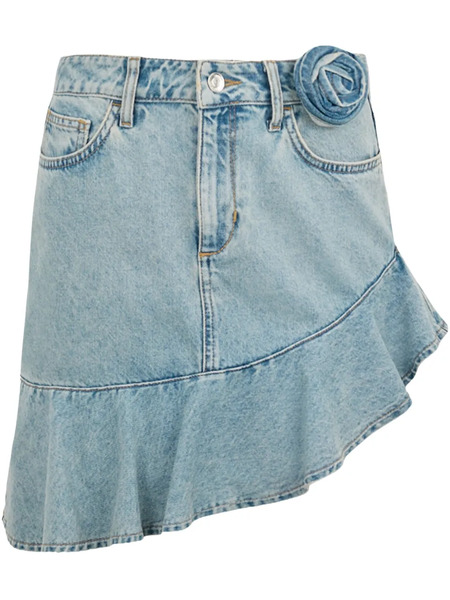  Liu Jo Rose-appliqué Denim Skirt - Blue 