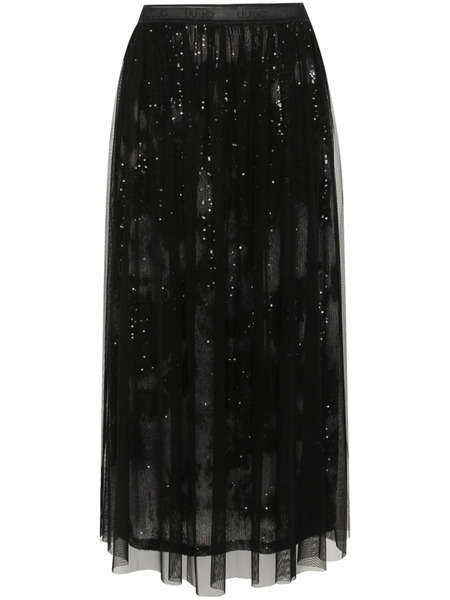  Liu Jo Sequin-detail Tulle Midi Skirt - Black 