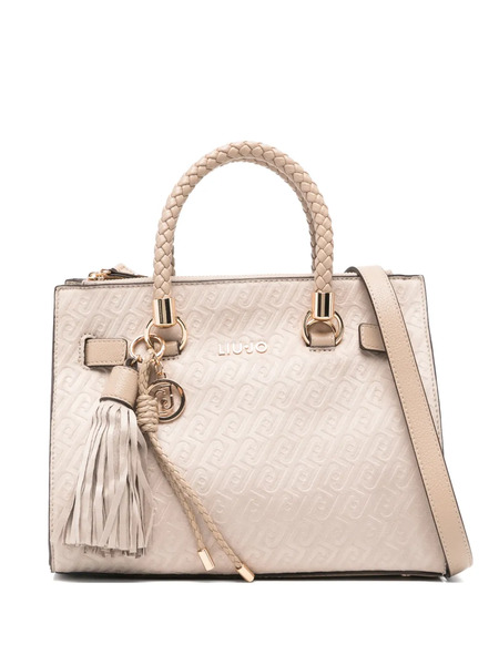  Liu Jo Small Logo-embossed Braided-handle Tote Bag - Neutrals 