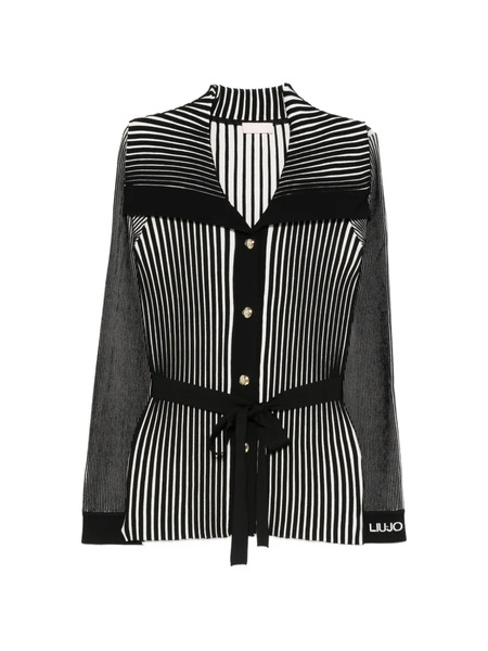  Liu Jo Striped Belted Cardigan - Black 