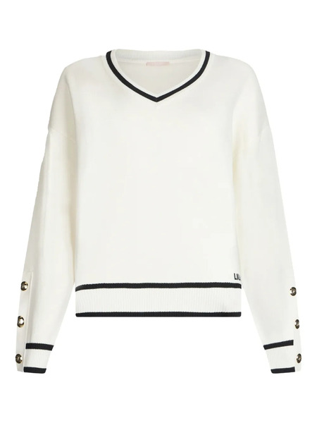  Liu Jo Striped Button-detail Sweater - White 