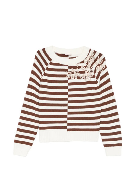  Liu Jo Striped Embellished Sweater - White 
