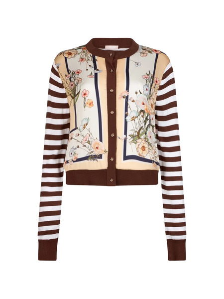  Liu Jo Striped Floral-print Cardigan - Brown 