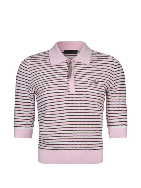  Liu Jo Striped-pattern Polo Top - Pink 