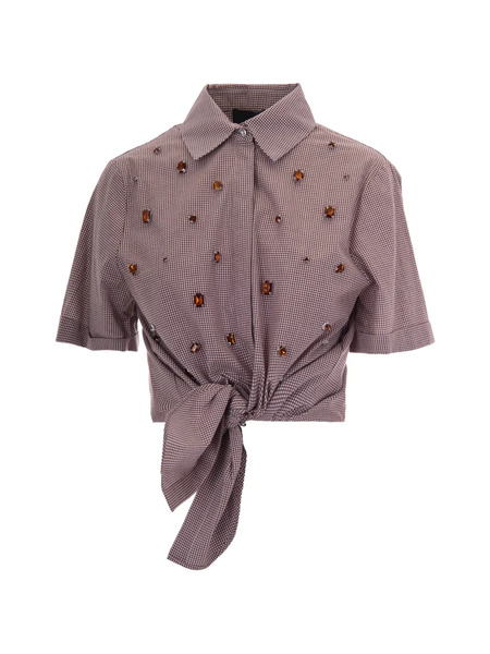  Liu Jo Studded Check Shirt - Brown 
