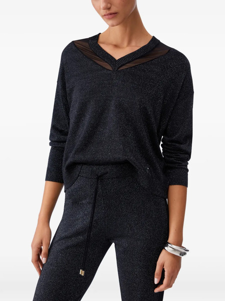  Liu Jo V-neck Mesh Sweater - Black 