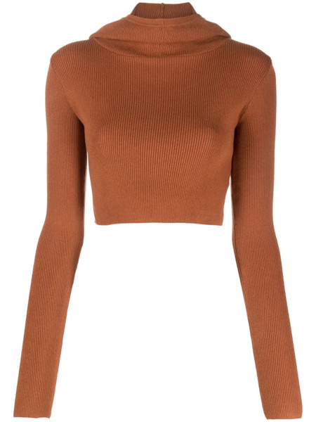  Live The Process Dormer Balaclava Cropped Top - Brown 