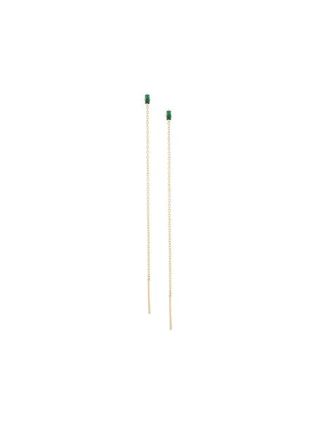  Lizzie Mandler Fine Jewelry 18k Yellow Gold Floating Thread Emerald Earrings - Metallic 