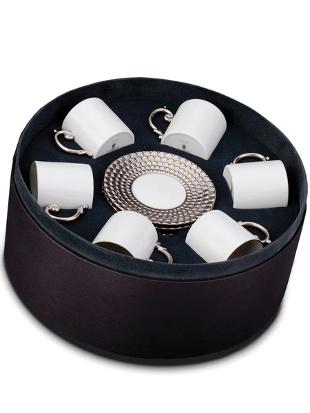  L'objet Aegean Espresso Cups And Saucers (set Of Six) - White 