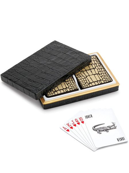  L'objet Crocodile Box Playing Cards Set - Black 
