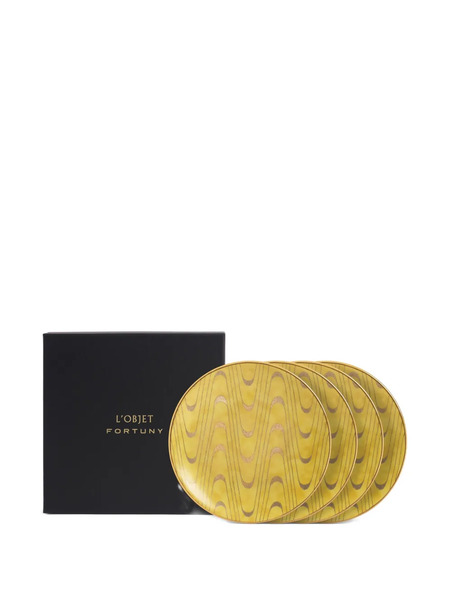  L'objet Fortuny Apollo Canape Plates (set Of Four) - Gold 