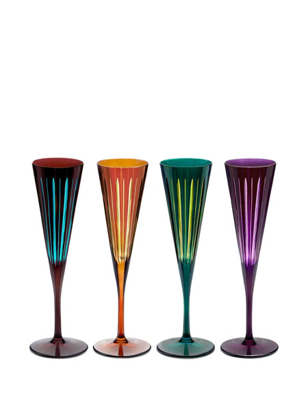  L'objet Prism Champagne Flutes Set (set Of Four) - Blue 