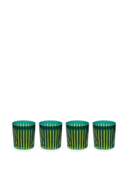  L'objet Prism Old Fashioned Glasses (set Of Four) - Green 