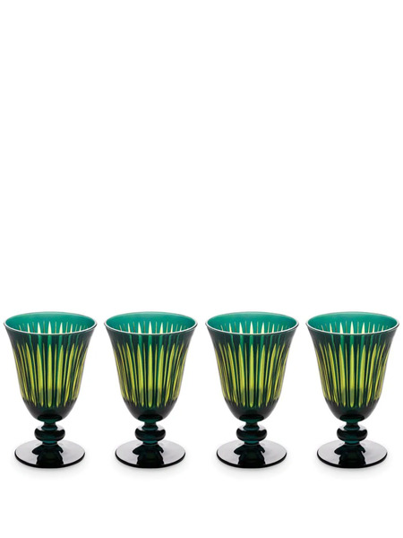  L'objet Prism Wine Glasses (set Of Four) - Green 