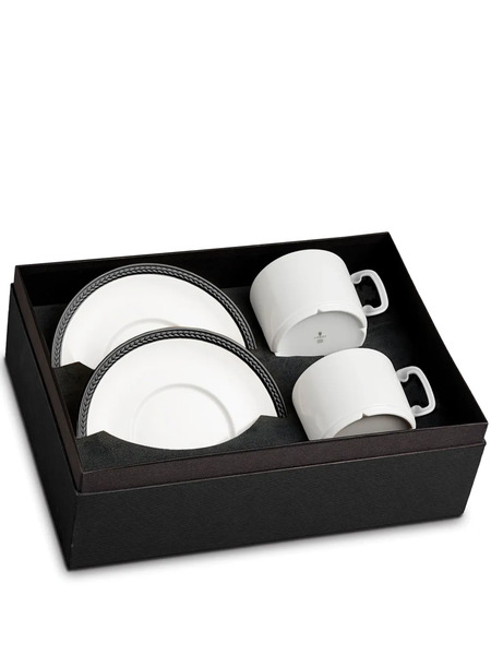  L'objet Soie Tressée Tea Cups And Saucers (set Of Two) - White 