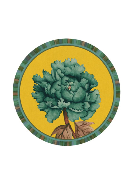  L'oca Nera Floral Striped Plate (39cm) - Yellow 